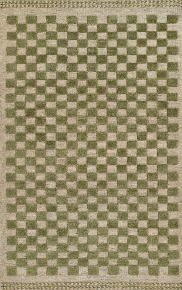 Momeni Willow WLO-1 Hand Woven Contemporary Check Indoor Rug Green 10' x 14'