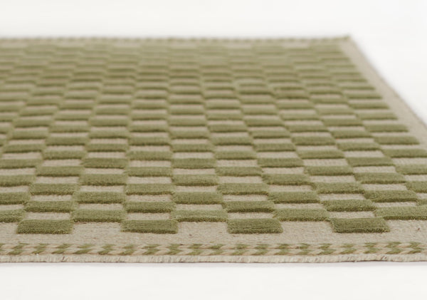 Momeni Willow WLO-1 Hand Woven Contemporary Check Indoor Rug Green 10' x 14'