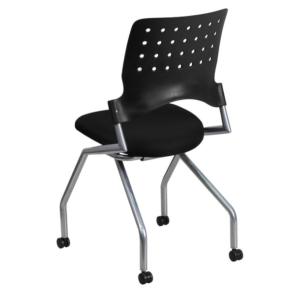 English Elm Galaxy Mobile Nesting Chair – Ergonomic Black Fabric Seat for Comfort, Style & Space Efficiency WL-A224V-GG