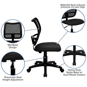 English Elm Alber Ergonomic Mid-Back Black Mesh Task Chair with Lumbar Support for All-Day Comfort & Mobility WL-A277-BK-GG