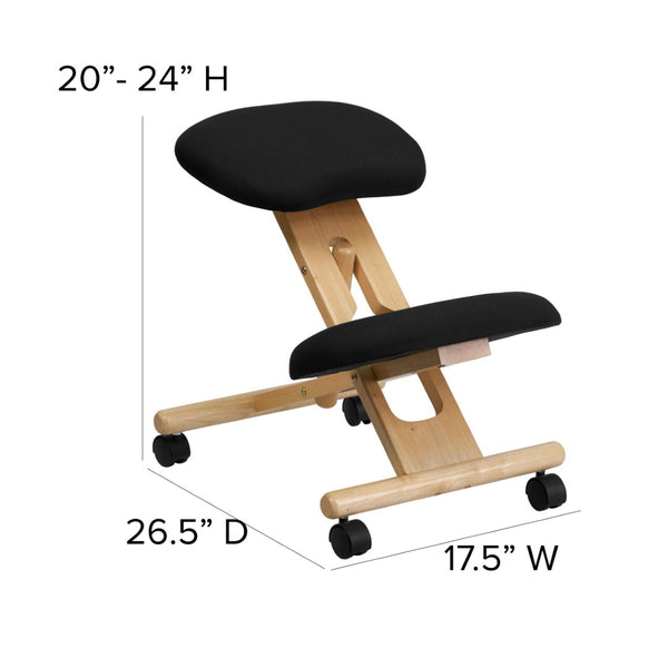 English Elm Posey Ergonomic Kneeling Chair in Black Fabric - Adjustable Height, Supportive & Mobile Design WL-SB-210-GG