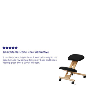 English Elm Posey Ergonomic Kneeling Chair in Black Fabric - Adjustable Height, Supportive & Mobile Design WL-SB-210-GG