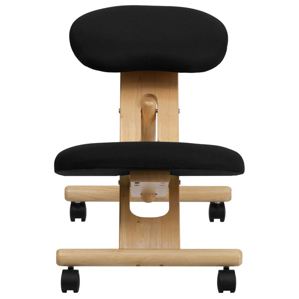 English Elm Posey Ergonomic Kneeling Chair in Black Fabric - Adjustable Height, Supportive & Mobile Design WL-SB-210-GG