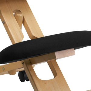 English Elm Posey Ergonomic Kneeling Chair in Black Fabric - Adjustable Height, Supportive & Mobile Design WL-SB-210-GG