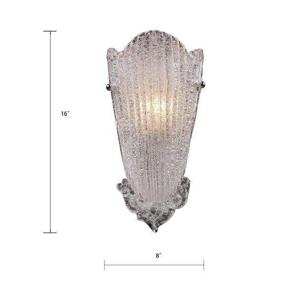 Atlas Providence Artisan Hand-Sculpted Glass Wall Sconce with Warm Metallic Leaf Finish Silver WL11129-SV