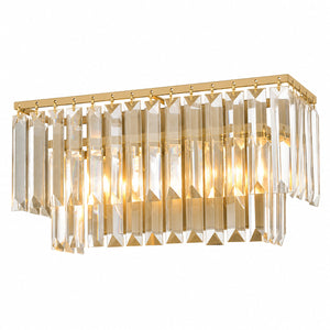 Atlas Palacial Two Light Vanity Fixture Aged Brass Frame with Cascading Crystal Bathroom Glam 15 inches WL11388-BS