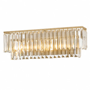 Atlas Palacial Two Light Vanity Fixture Aged Brass Frame with Cascading Crystal Bathroom Glam 21 inches WL11677-BS
