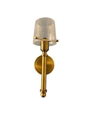 House of Troy Single Arm Brushed Brass Wall Sconce with Textured Crackle Glass for Warm Ambiance WL304-BB