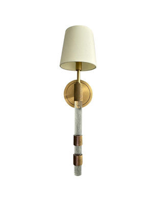 House of Troy Single Brass Wall Sconce Knurled Artisan Detail Fabric Shade Warm Ambient Glow Brushed Brass WL308-BB