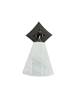 House of Troy Single Lantern Wall Sconce with Diamond Backplate and Handcrafted Swirl Glass Shade Oil Rubbed Bronze WL311-OB