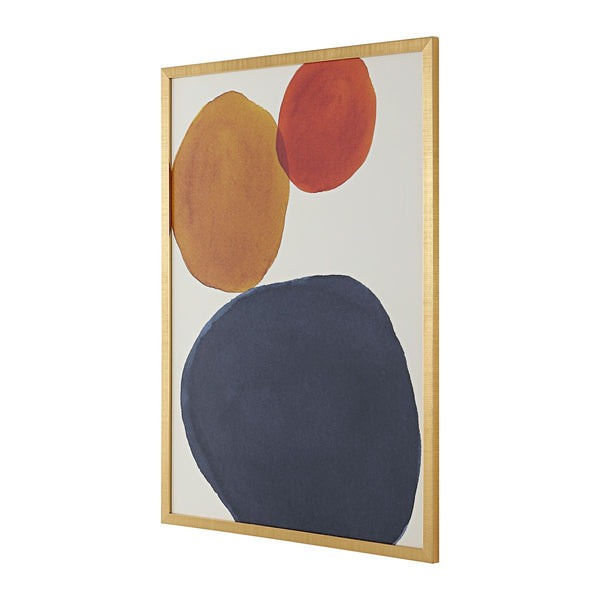 Safavieh Primary Objective, 18 X 24 Inch, Denim / Gold, Framed Wall Art XII23 Denim / Gold Paper / Polystyrene Frame / Perpex Glass WLA2023A