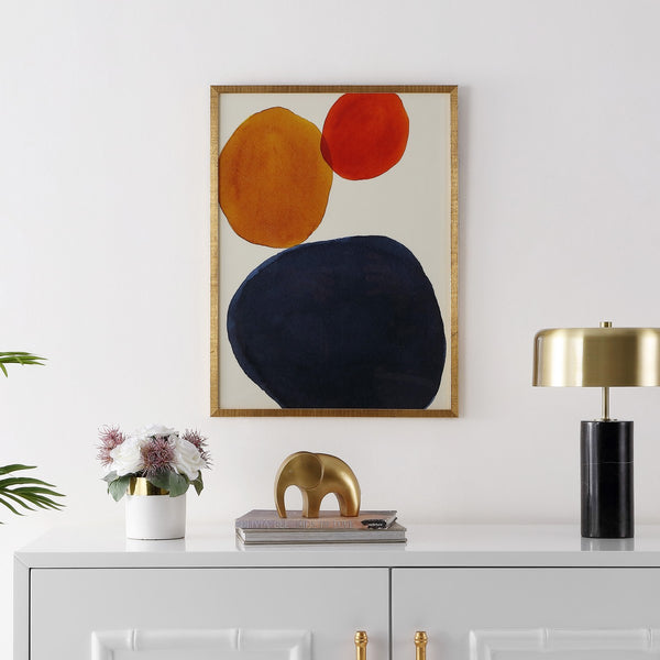 Safavieh Primary Objective, 18 X 24 Inch, Denim / Gold, Framed Wall Art XII23 Denim / Gold Paper / Polystyrene Frame / Perpex Glass WLA2023A