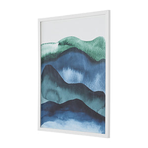 Safavieh Echo, 16 X 20 Inch, Denim / Blue Green , Framed Wall Art XII23 Denim / Blue Green  Paper / Polystyrene Frame / Perpex Glass WLA2025A