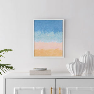 Safavieh Shoreline, 16 X 20 Inch, Light Blue / Sand, Framed Wall Art XII23 Light Blue / Sand Paper / Polystyrene Frame / Perpex Glass WLA2028A