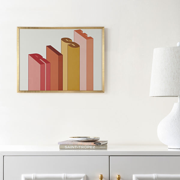 Safavieh Above It All, 24 X 18 Inch, Salmon / Antique Ivory, Framed Wall Art XII23 Salmon / Antique Ivory Paper / Polystyrene Frame / Perpex Glass WLA2031A