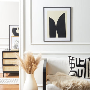 Safavieh LIKE MINDS Framed Wall Art - 24x30 Inch Antique Ivory & Black Abstract Decor for Modern Spaces WLA2051A