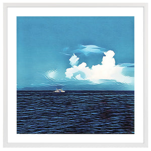 Safavieh Day At Sea, 28 X 28, Blue/White, Framed Wall Art  XII23 Blue / White  WLA2068A