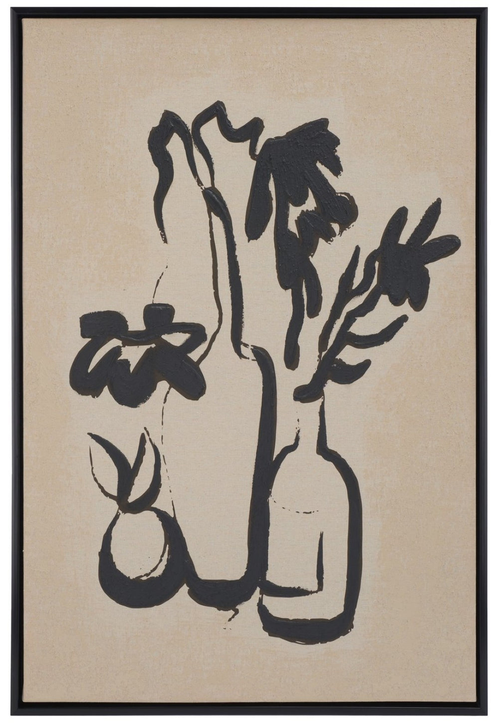 Safavieh INKY Arrangement Framed Wall Art, 24"x36" - Modern Antique Ivory & Black Abstract Floral Decor WLA2069A