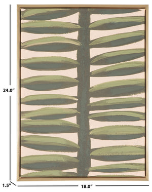 Safavieh Beanstalk,18 X 24, Green/Beige, Framed Linen Canvas WLA2075A