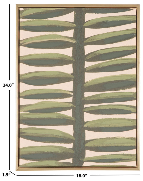 Safavieh Beanstalk,18 X 24, Green/Beige, Framed Linen Canvas WLA2075A