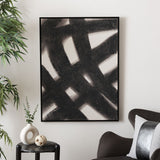 Safavieh Modern Motion, 30 X 40, Black/Cream, Framed Linen Canvas WLA2076A