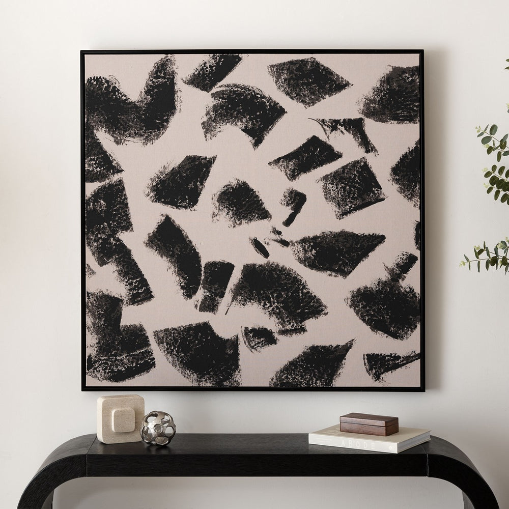 Safavieh Sidewalk Gravel, 39.5 X 39.5,Light Taupe / Black, Framed Linen Canvas WLA2079A