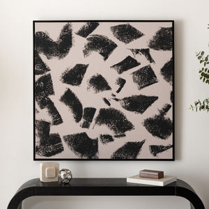 Safavieh Sidewalk Gravel, 39.5 X 39.5,Light Taupe / Black, Framed Linen Canvas WLA2079A