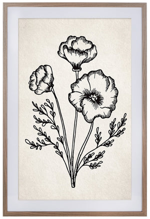 Safavieh FROM THE GARDEN Framed Wall Art 24x36" in Ivory/Black - Modern Minimalist Botanical Decor for Home WLA3012A