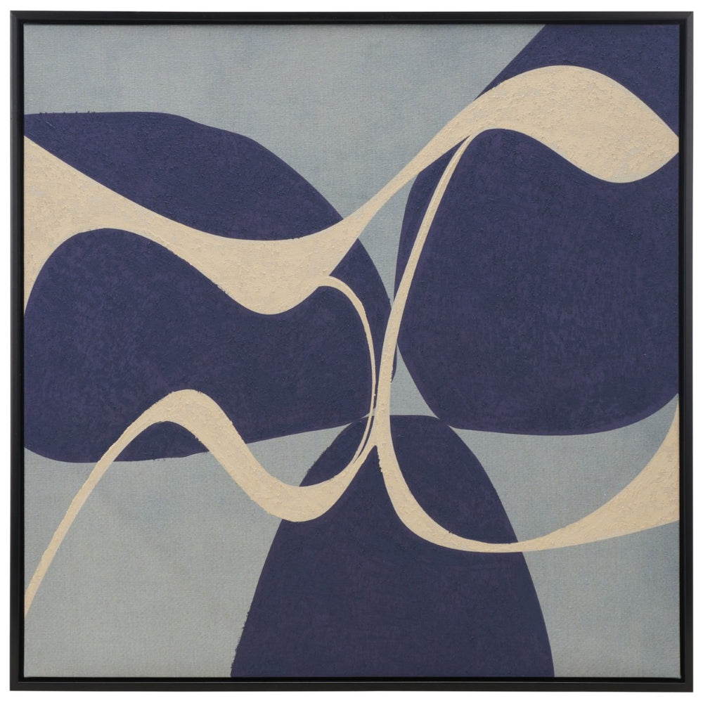 Safavieh IN MOTION Framed Abstract Wall Art - 28" Blue/Ivory Contemporary Design for Modern Spaces WLA3014A