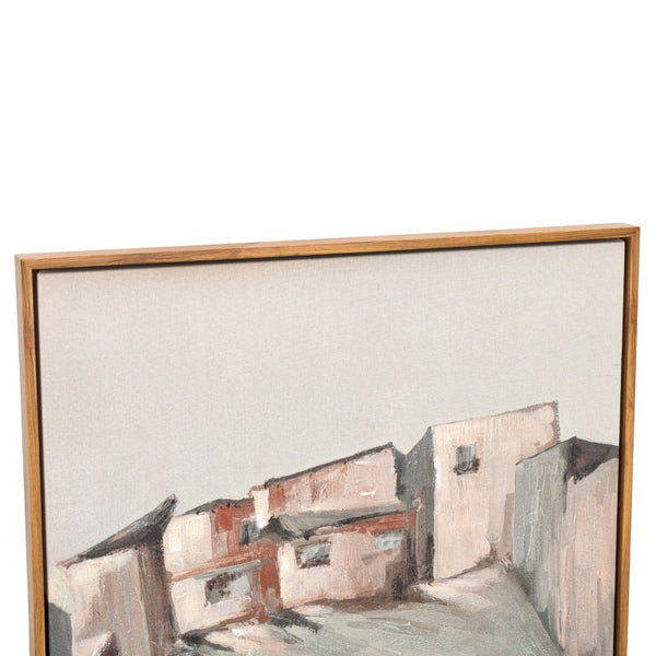 Safavieh Avlaki Grecian Coastal Framed Linen Canvas Wall Art Square Mediterranean Accent WLA3021A