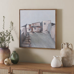 Safavieh Avlaki Grecian Coastal Framed Linen Canvas Wall Art Square Mediterranean Accent WLA3021A