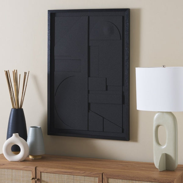 Safavieh Power Outage Framed Dimensional Wall Art Sculptural Black Relief Panel for Gallery Walls WLA3023A