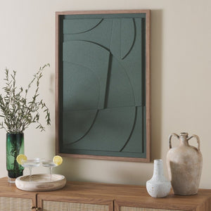 Safavieh Nature's Edge Sculptural Framed Wall Art Layered Foam Circles in Earthy Green WLA3024A