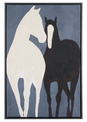 Safavieh Walk with Me Blue Grey Abstract Oil Painted Canvas Framed Art for Modern Walls WLA3027A