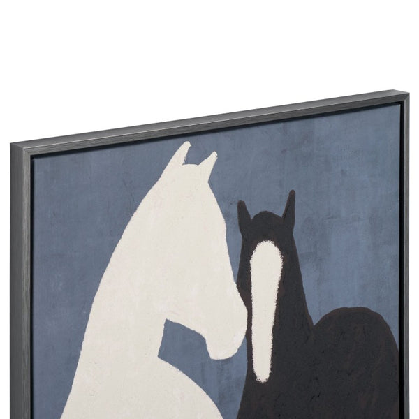 Safavieh Walk with Me Blue Grey Abstract Oil Painted Canvas Framed Art for Modern Walls WLA3027A