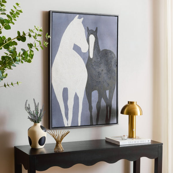 Safavieh Walk with Me Blue Grey Abstract Oil Painted Canvas Framed Art for Modern Walls WLA3027A