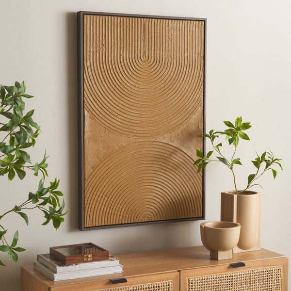 Safavieh Under the Bridge Copper Toned Canvas Wall Art with Plaster Texture for Industrial Lofts WLA3029A