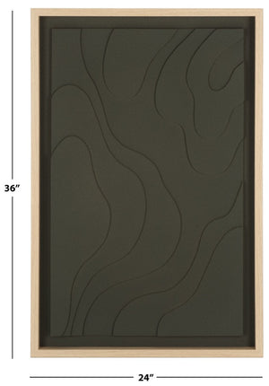 Safavieh Terrace Fields Framed Dimensional Relief Wall Art Charcoal Grey Textured Modern Decor WLA3031A