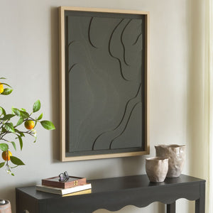 Safavieh Terrace Fields Framed Dimensional Relief Wall Art Charcoal Grey Textured Modern Decor WLA3031A