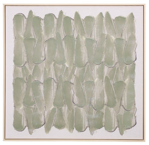 Safavieh Sage Green Grey Textured Canvas Wall Art Sculptural Framed Square Panel 36 Inch WLA3044A