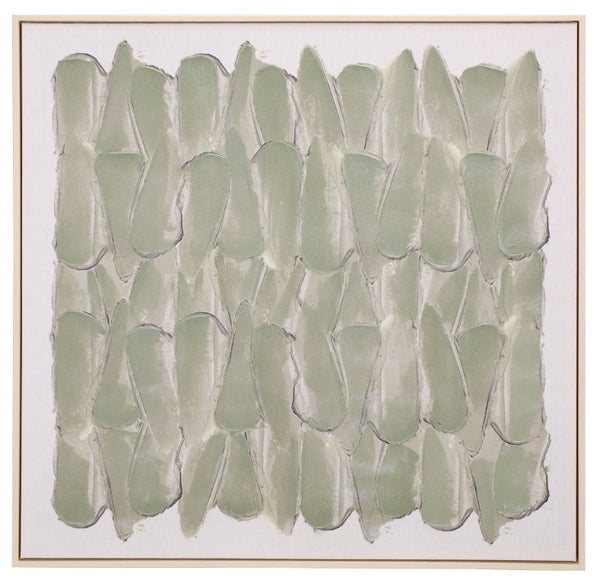Safavieh Sage Green Grey Textured Canvas Wall Art Sculptural Framed Square Panel 36 Inch WLA3044A
