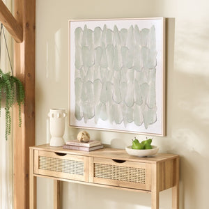 Safavieh Sage Green Grey Textured Canvas Wall Art Sculptural Framed Square Panel 36 Inch WLA3044A