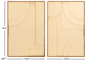Safavieh MODERN Geometry Framed Wood Wall Art - Beige Two-Panel Dimensional Design for Stylish Interiors WLA9001A-SET2