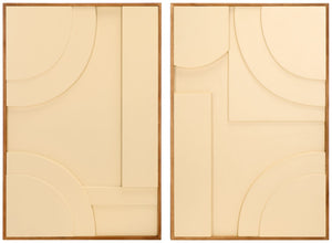 Safavieh MODERN Geometry Framed Wood Wall Art - Beige Two-Panel Dimensional Design for Stylish Interiors WLA9001A-SET2