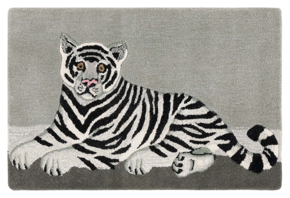 Tiger Hand Tufted Wool Rug – Luxurious Indian Design for Elegant Living Spaces, 6' Area Size