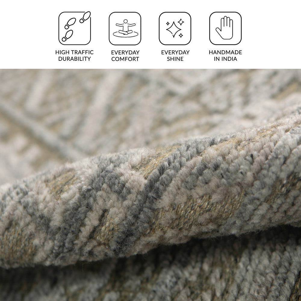 AMER Rugs Winslow Hand-knotted Wool Viscose Geometric Area Rug with Carved High-low Pile WNS20203