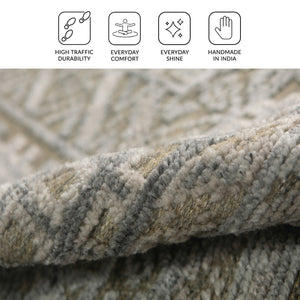 Winslow Hand-knotted Wool Viscose Geometric Area Rug with Carved High-low Pile