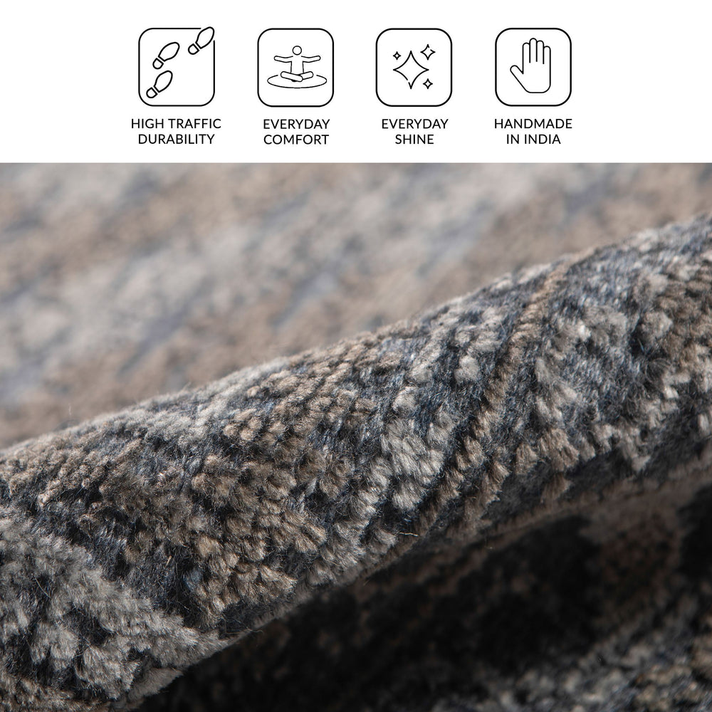 AMER Rugs Winslow Hand-knotted Wool Viscose Geometric Area Rug with High-low Pile Artisan Craft WNS50203