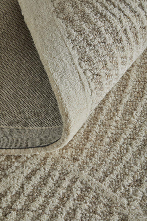 Feizy Rugs Winston Hand Tufted Wool Area Rug Sculpted Floral Botanical Ivory Living Room WNS8B02FBGEIVYE10