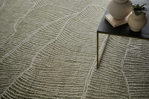 Feizy Rugs Winston Hand Tufted Wool Area Rug Sculptural Botanical Pattern for Living Room WNS8B02FGRNIVYE10
